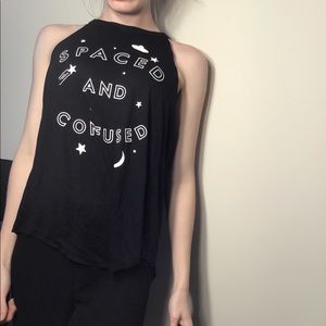 🚀🌚⭐️🌙 Spaced & Confused Graphic Black Tanktop